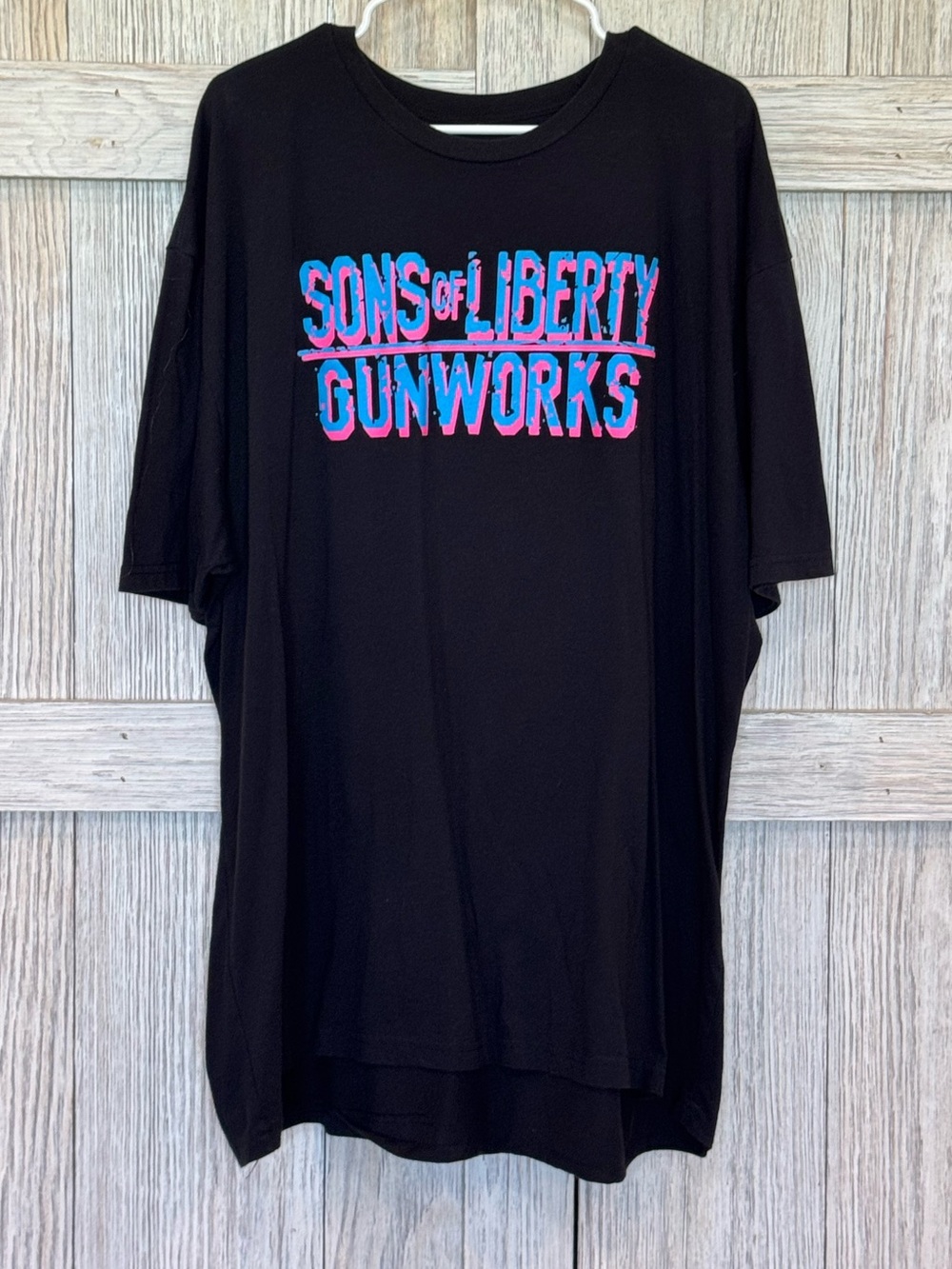 Sons of Liberty Gunworks Graphic Tee - Black with Pink & Blue Logo Sz 4XL